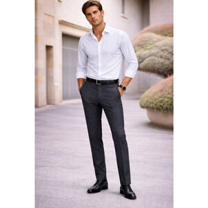 Zanetti Lanificio Di Biella Wool Dress Pants 38S Charcoal Porto Suit Slim